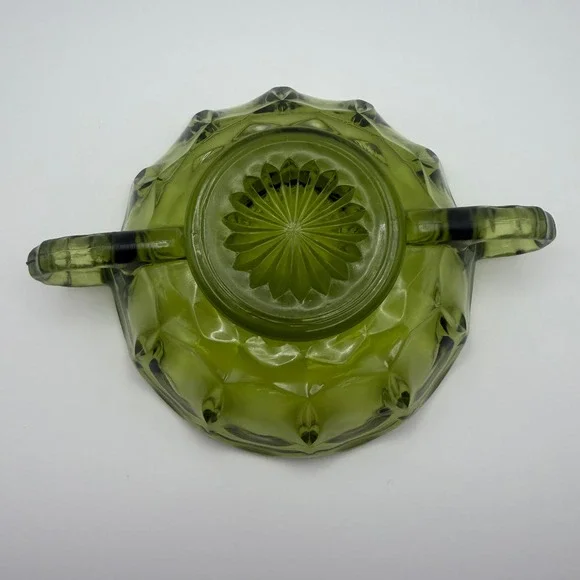Anchor Hocking Fairfield Nappy Dish 7in Avocado Green Glass Vintage - Picture 3 of 6